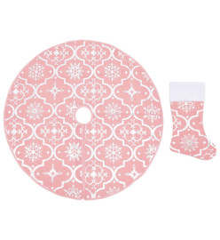 Jupe de sapin de Noël de luxe avec chaussette Rose 150 cm Tissu