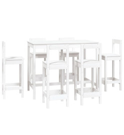 Ensemble de bar 7 pcs Blanc Bois de pin massif