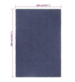 Tapis rectangulaire Bleu marine 200x300 cm Coton