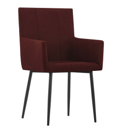 Chaises à manger avec accoudoirs lot de 2 rouge bordeaux tissu