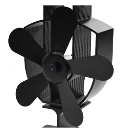 Ventilateur de poêle alimenté par chaleur 5 pales Noir