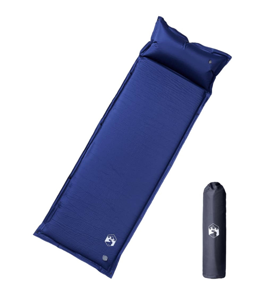 Matelas de camping autogonflant et oreiller intégré bleu marine