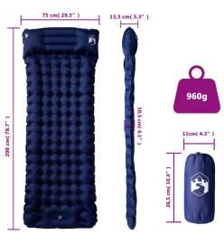 Matelas de camping autogonflant et oreiller intégré bleu marine