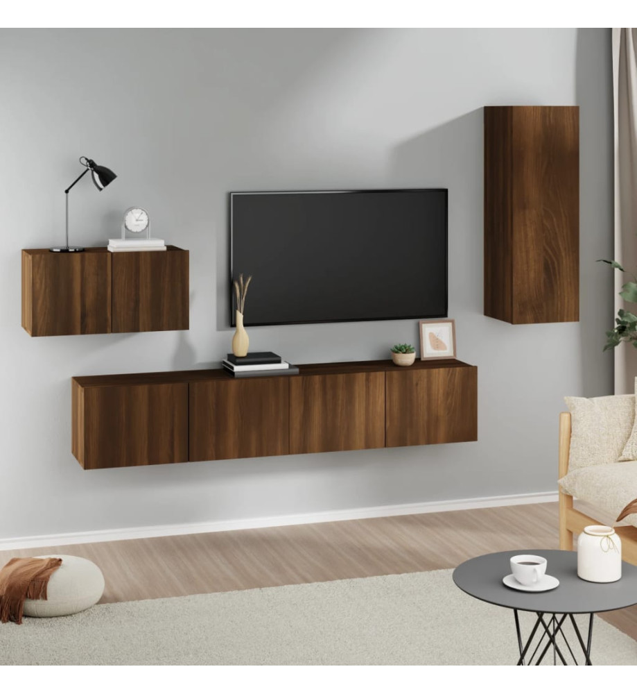 Ensemble de meubles TV 4 pcs Chêne marron Bois d'ingénierie