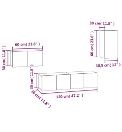 Ensemble de meubles TV 4 pcs Sonoma gris Bois d'ingénierie