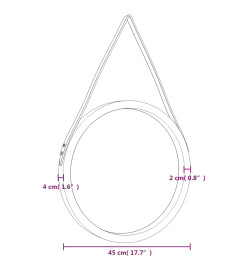 Miroir mural avec sangle Argenté Ø 45 cm