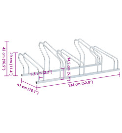 Support de vélo au sol autoportant pour 5 vélos acier galvanisé