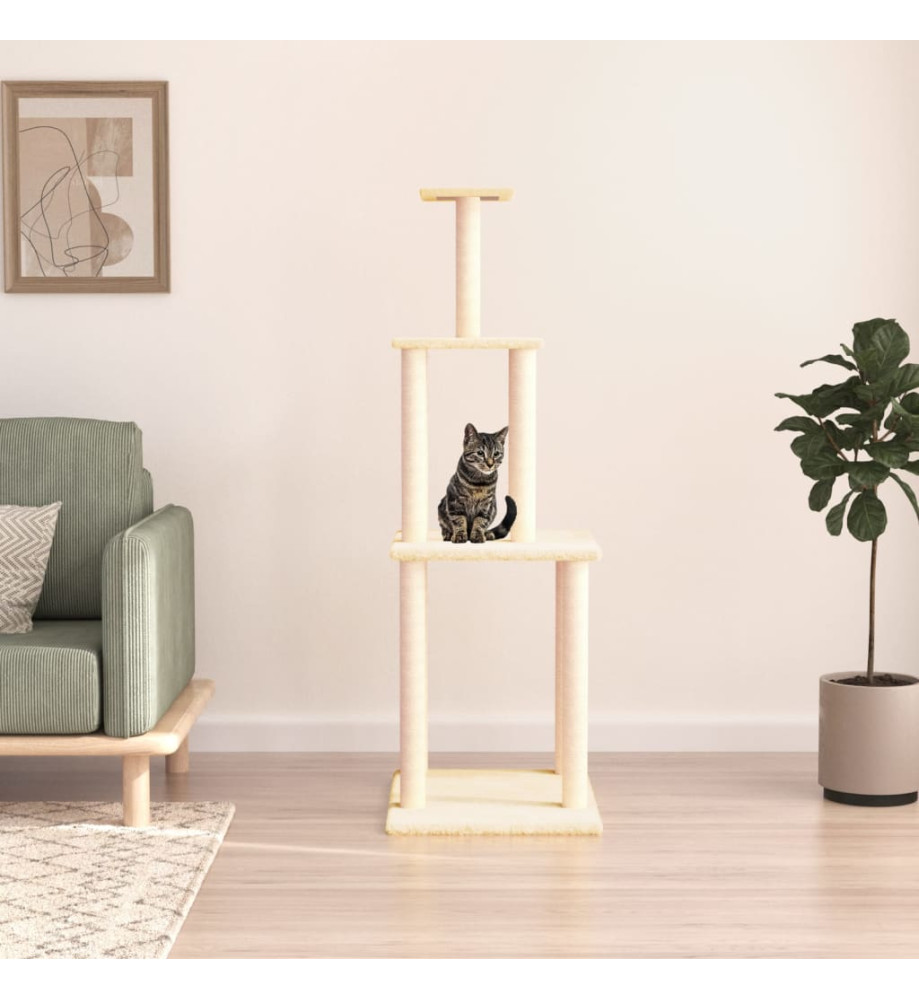 Arbre à chat avec griffoirs en sisal crème 149 cm