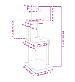 Arbre à chat avec griffoirs en sisal crème 149 cm