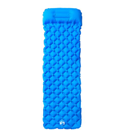 Matelas de camping gonflable avec oreiller intégré bleu