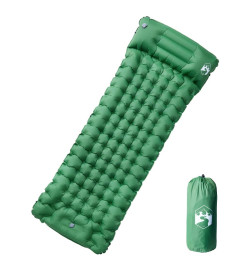 Matelas de camping autogonflant avec oreiller intégré vert