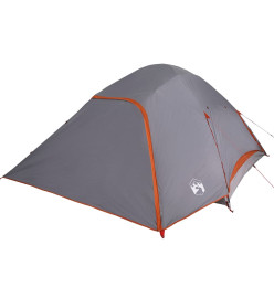 Tente de camping à dôme 4 personnes gris et orange imperméable