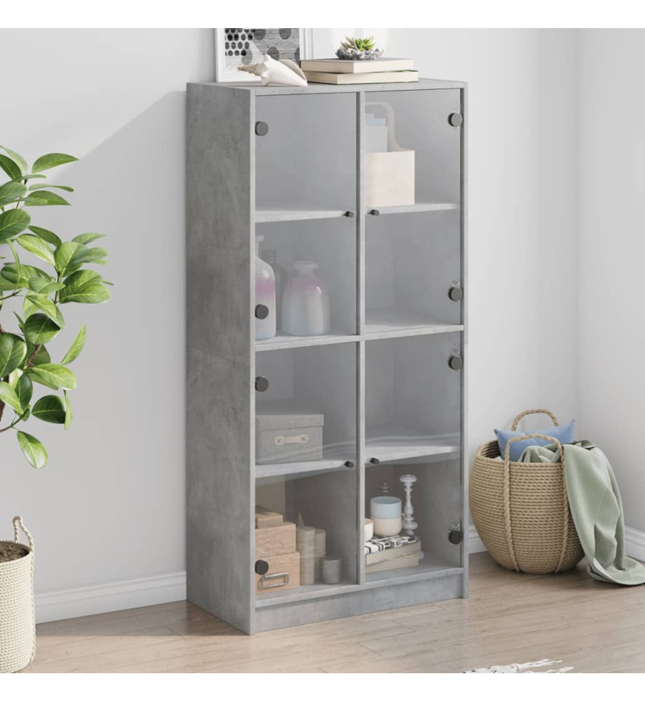 Buffet haut avec portes gris béton 68x37x142 cm bois ingénierie Buffet haut avec portes gris béton 68x37x142 cm bois ingénierie