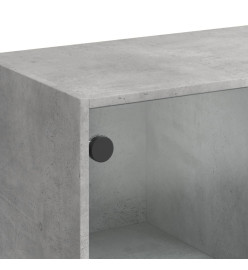 Buffet haut avec portes gris béton 68x37x142 cm bois ingénierie