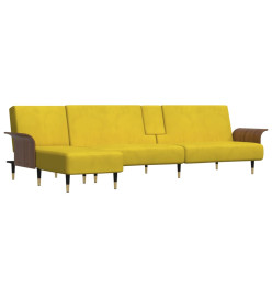 Canapé-lit en forme de L jaune 279x140x70 cm velours