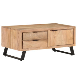 Table basse 90x50x40 cm Bois d'acacia solide avec bord naturel