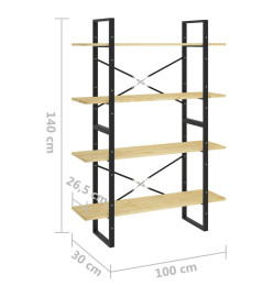 Bibliothèque à 4 niveaux 100x30x140 cm Bois de pin massif
