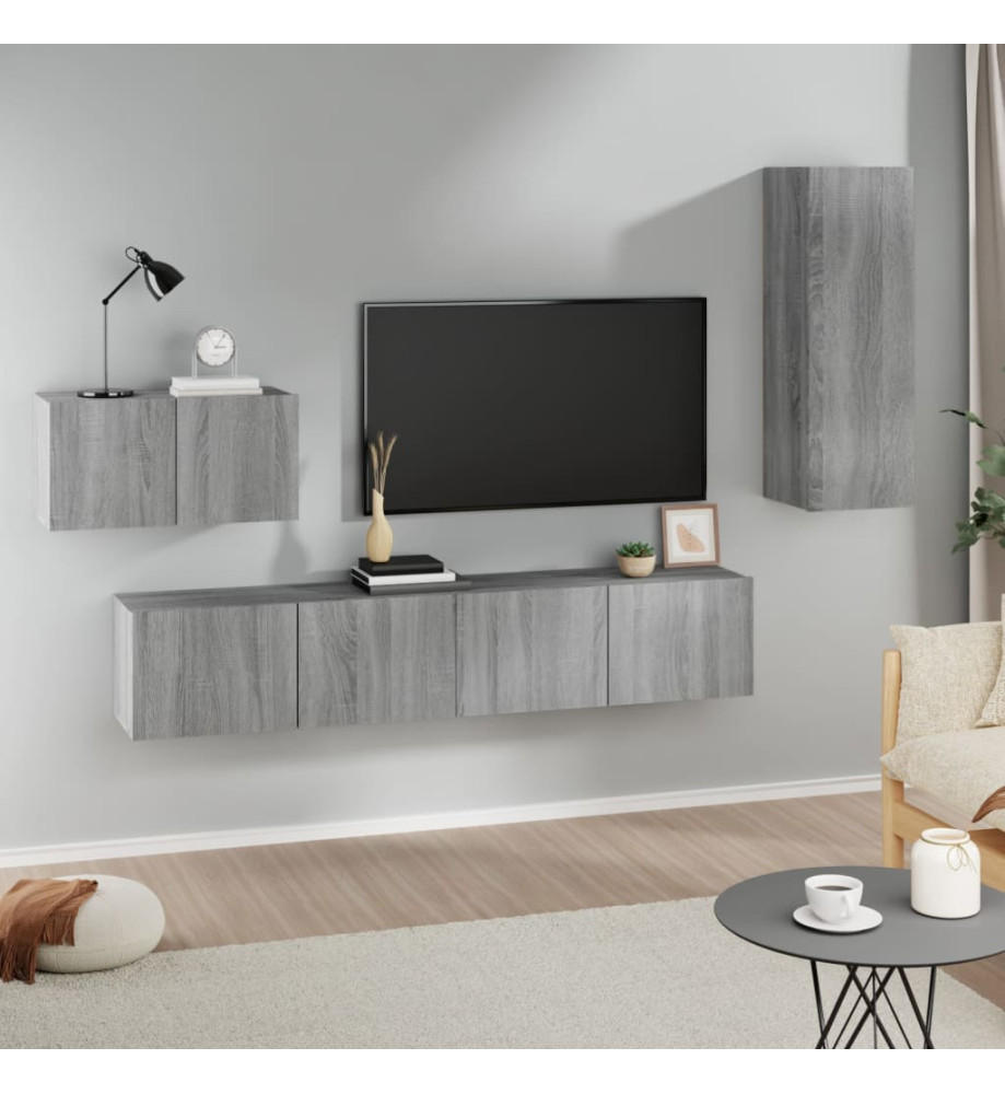 Ensemble de meubles TV 4 pcs Sonoma gris Bois d'ingénierie