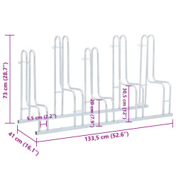Support de vélo au sol autoportant pour 5 vélos acier galvanisé