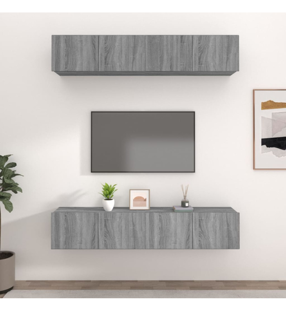 Meubles TV 4 pcs Sonoma gris 80x30x30 cm Bois d'ingénierie