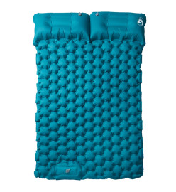 Matelas de camping autogonflant avec oreillers 2 personnes bleu