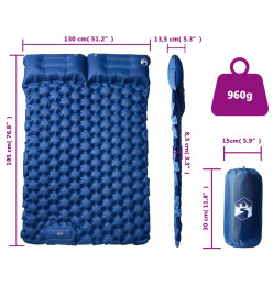 Matelas de camping autogonflant avec oreillers 2 personnes