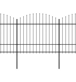 Clôture de jardin à dessus en lance Acier (1,5-1,75)x5,1 m Noir