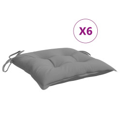 Coussins de chaise lot de 6 gris 40x40x7 cm tissu oxford