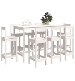 Ensemble de bar 9 pcs Blanc Bois de pin massif