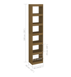 Bibliothèque/Séparateur de pièce Marron miel Bois de pin massif