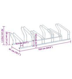 Support de vélo au sol autoportant pour 6 vélos acier galvanisé