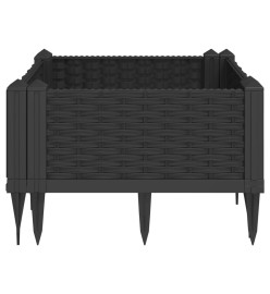 Jardinière avec piquets noir 42,5x42,5x28,5 cm PP