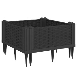 Jardinière avec piquets noir 42,5x42,5x28,5 cm PP