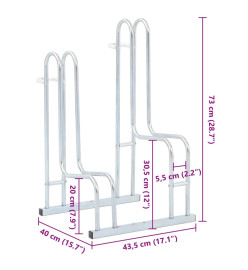 Support de vélo au sol autoportant pour 2 vélos acier galvanisé