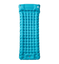 Matelas de camping autogonflant avec oreiller intégré bleu