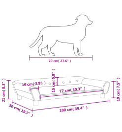 Lit pour chien gris foncé 100x50x21 cm velours