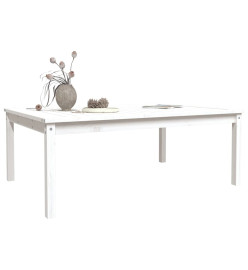 Table de jardin blanc 121x82,5x45 cm bois massif de pin