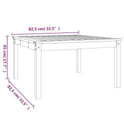 Table de jardin blanc 82,5x82,5x45 cm bois massif de pin