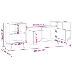 Meuble TV Chêne marron 160x35x55 cm Bois d'ingénierie