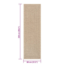 Tapis ZIZUR 80x250 cm aspect de jute intérieur et extérieur