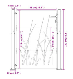 Portail de jardin 105x130 cm acier corten conception d'herbe