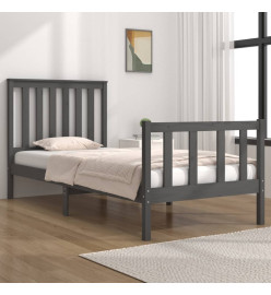 Cadre de lit Gris Bois de pin massif 90x190 cm Simple