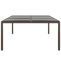 Table de jardin avec dessus en verre Marron 200x150x75 cm Rotin