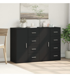 Buffets 2 pcs noir 59x39x80 cm bois d'ingénierie
