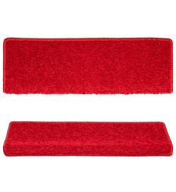 Tapis d'escalier 15 pcs 65x21x4 cm Rouge