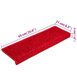 Tapis d'escalier 15 pcs 65x21x4 cm Rouge