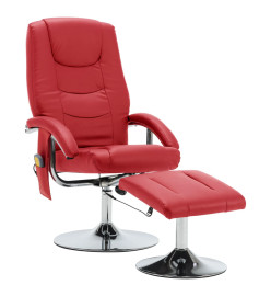 Fauteuil de massage avec repose-pieds rouge similicuir