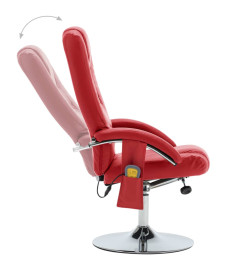 Fauteuil de massage avec repose-pieds rouge similicuir