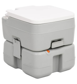 Toilette de camping portable gris et blanc 15+10 L PEHD