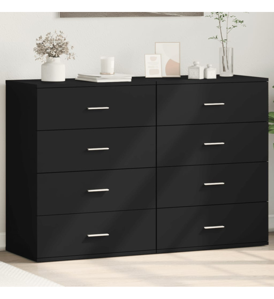 Buffets 2 pcs noir 60x39x80 cm bois d’ingénierie Buffets 2 pcs noir 60x39x80 cm bois d’ingénierie